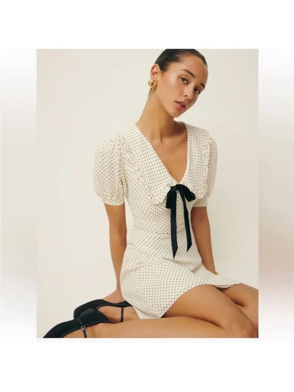 New Reformation Kaylia Tie Neck Mini Dress